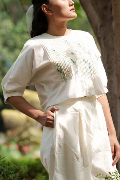 White pin-tuck cotton top