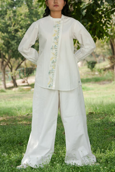 White hand-painted cotton shirt
