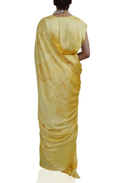 Ahmev Yellow printed sari set AHMOCT002