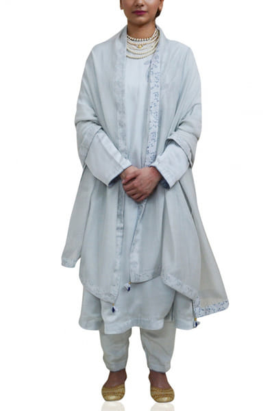 Ahmev Sky blue A-line kurta set AHMOCT008