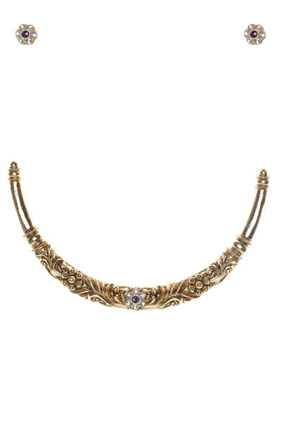 Gold zircon and stone choker set