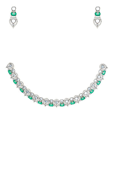 White and green zircon Victorian choker set