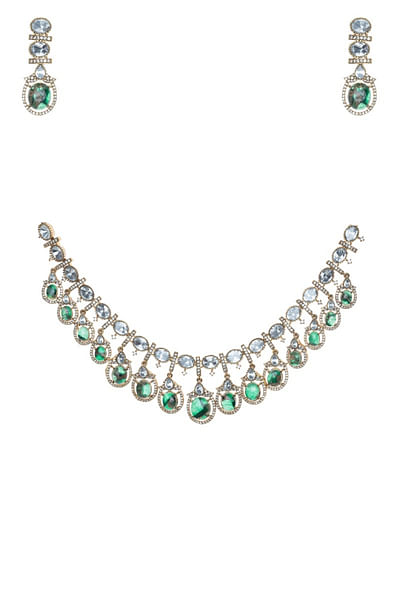 Green and white zircon choker set