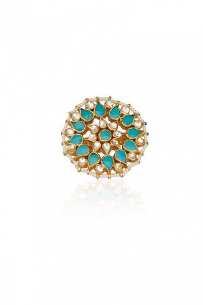 Polki and turquoise stone embellished ring