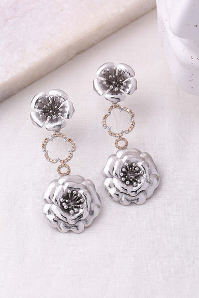 Silver crystal embellished earrings