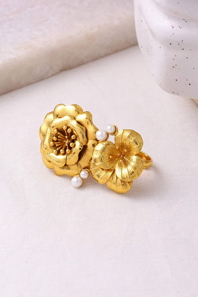 Gold plated pansy ring