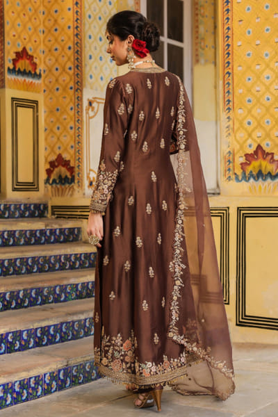 Niti Bothra Brown embroidered anarkali set NITDEC99D142428