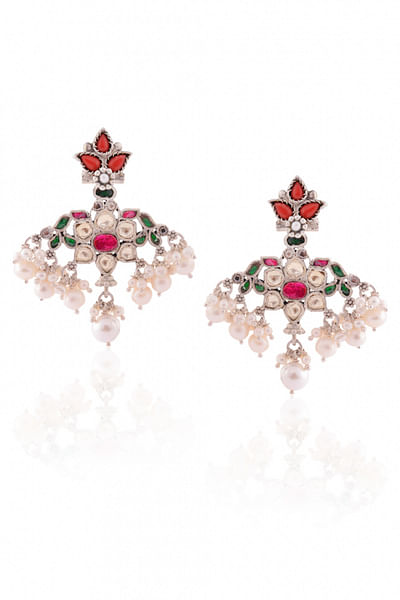 Pink and red mughal earrings