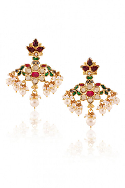 Multicoloured mughal earrings