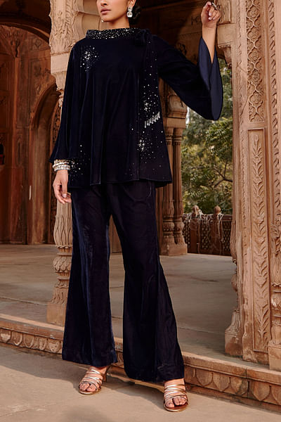 Navy blue embellished co-ords set