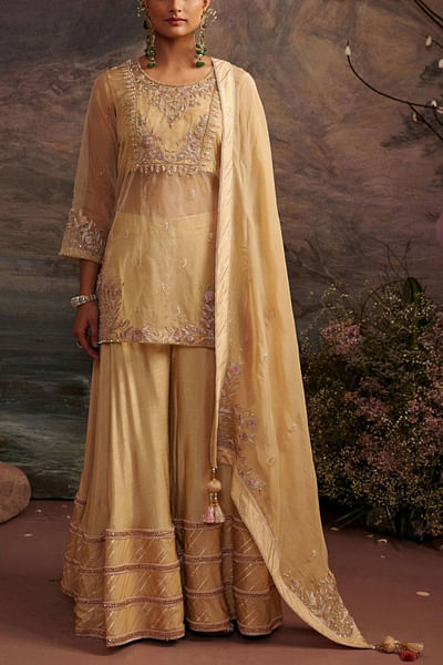 Honey gold sharara set