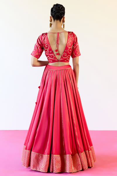 Amisha Kothari Red chevron gota embroidered lehenga set AMIJAN26D136195