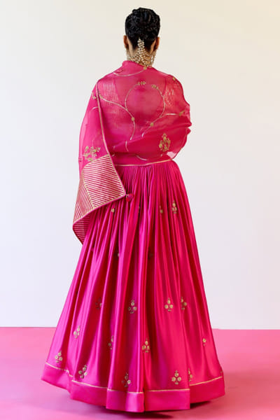 Amisha Kothari Hot pink sequin-gota embroidered lehenga set AMIJAN26D136199