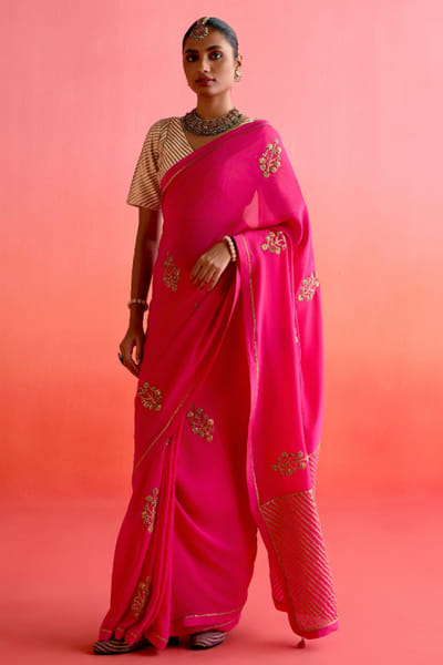 Amisha Kothari Hot pink embroidered sari set AMIOCT25D135182