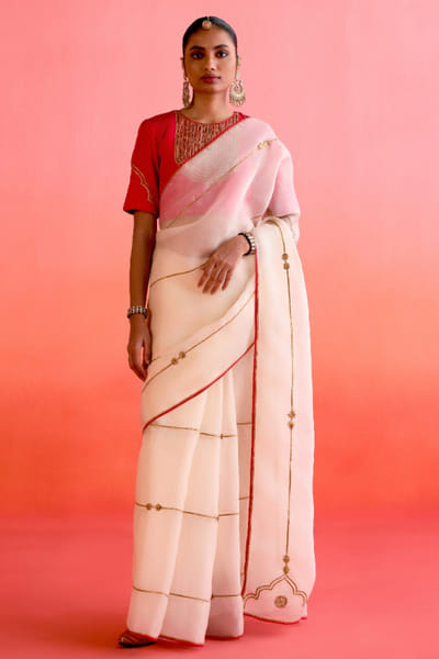 Amisha Kothari White gota embroidered sari set AMIOCT25D135186
