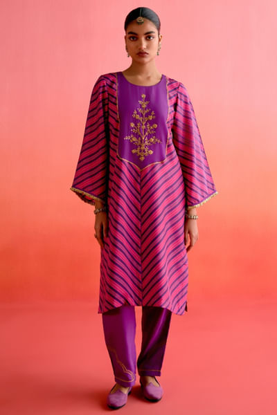 Purple gota embroidered kurta set