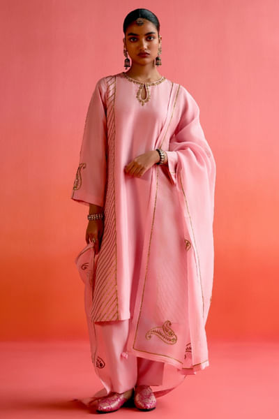 Pink embroidered kurta set