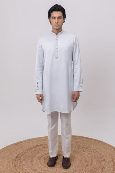 Sky blue striped kurta set