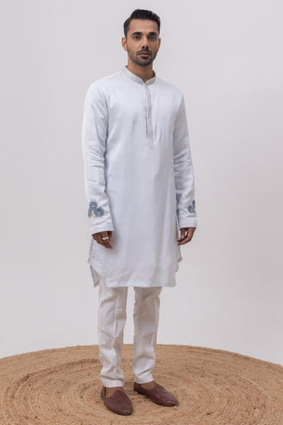 Sky blue embroidered kurta set