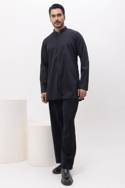 Black pintuck kurta set