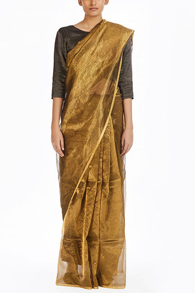 Gold metallic textured sari