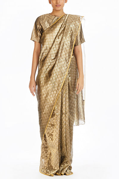 Silver gold metallic sari