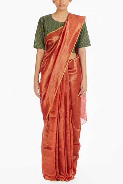 Red chevron sari