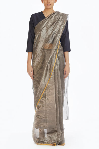 Silver textured metallic sari