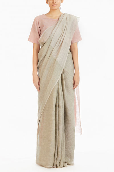 Soft pink linen sari