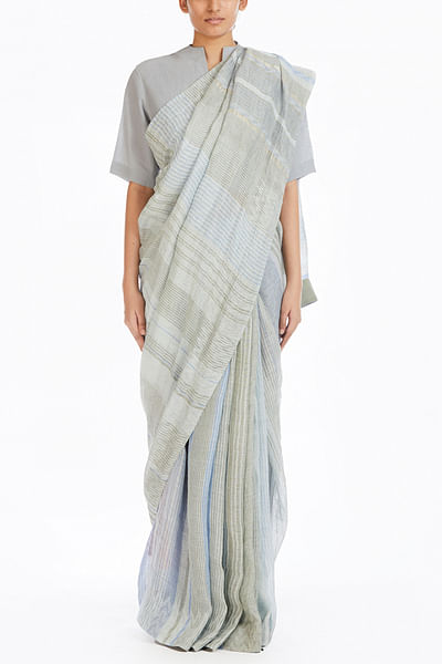 Multicoloured linen sari