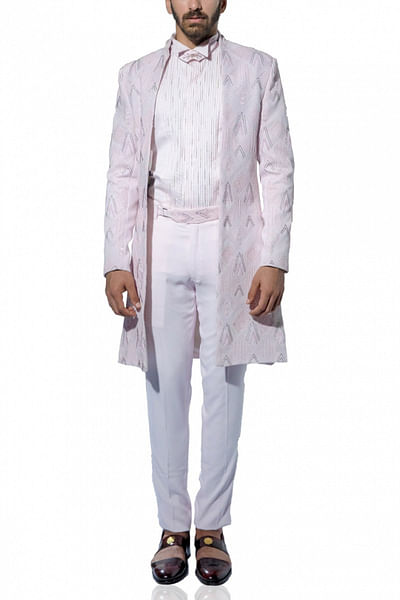 Rose pink embroidered blazer set