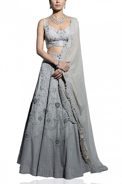 Ash metallic lehenga set