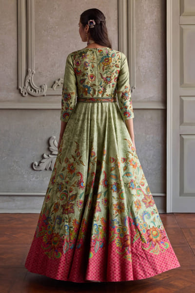 Kalista Mint floral embroidered anarkali set KALIJUL26D150687