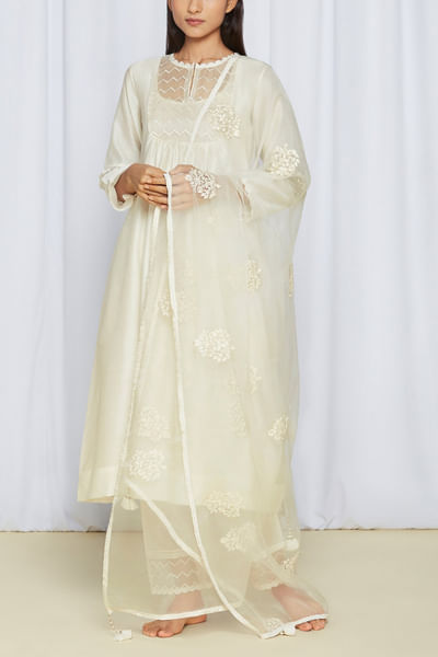 Ivory chanderi kurta set