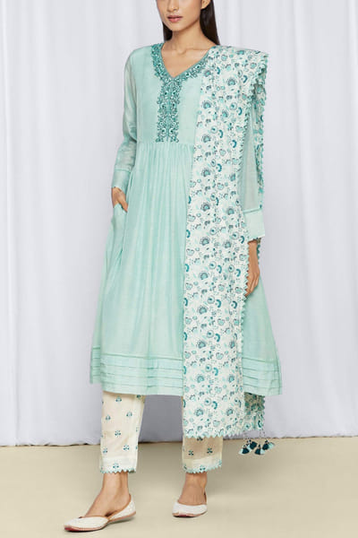 Aqua blue kurta set