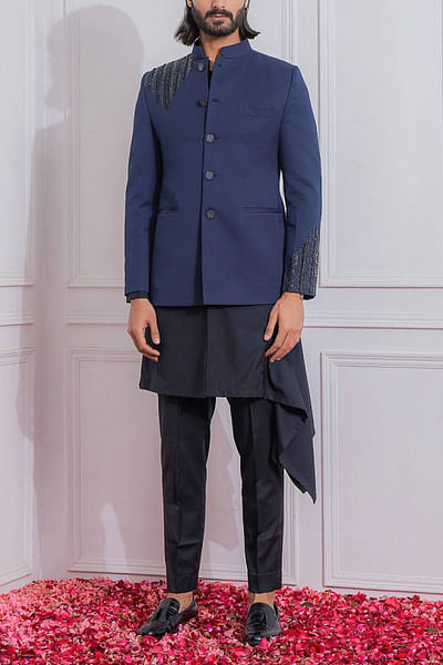 Navy blue bandhgala set