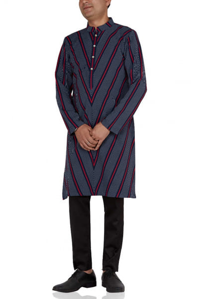 Ankit V Kapoor Chevron printed kurta set AKVAVKHVRED