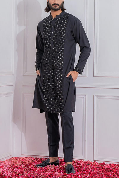 Black Nehru jacket set