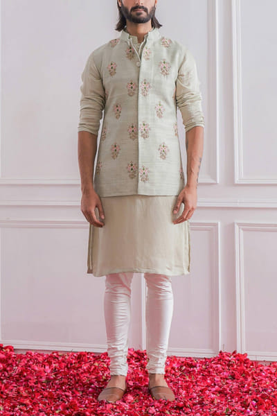 Mint green Nehru jacket set