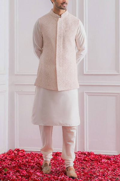 Powder pink Nehru jacket set