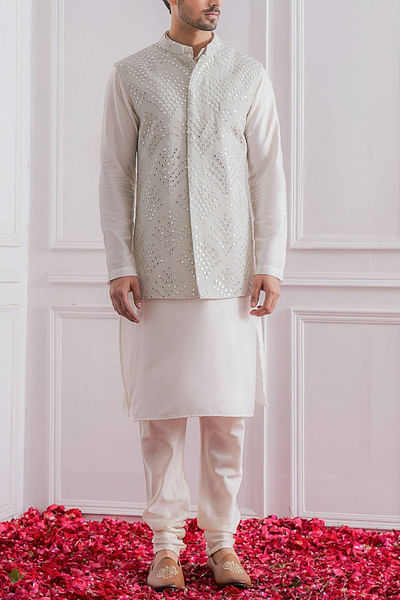 Sage green Nehru jacket set