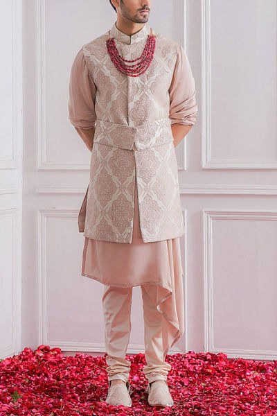 Rose pink Nehru jacket set