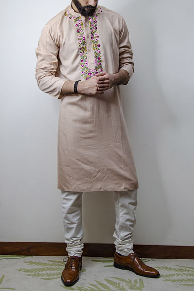 Rose pink embroidered kurta