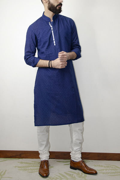 Blue cotton kurta