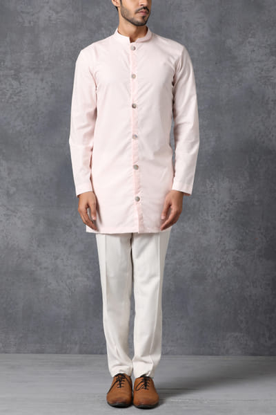 Ankit V Kapoor Soft pink short kurta set AKVKUPLNP