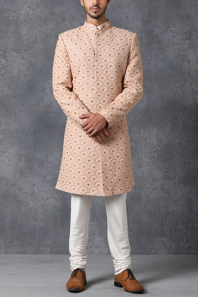 Dusty rose embroidered sherwani