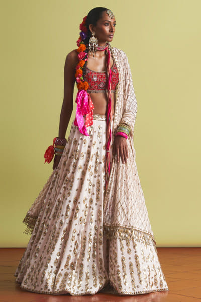 Blush pink beaded lehenga set