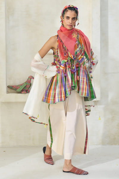 Tropical coral chanderi scarf