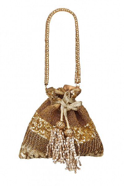 Gold embroidered potli bag