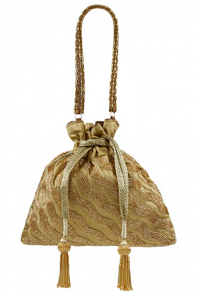 Gold wave pattern potli bag